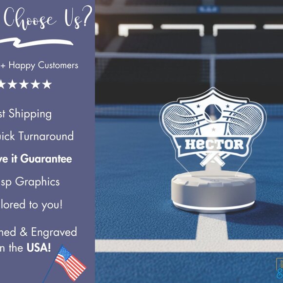 Tennis LED Night Light – Personalized Sports Decor - Picture 4 of 8